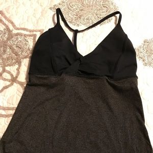 Lululemon grey/black t-back strappy tank, size 4